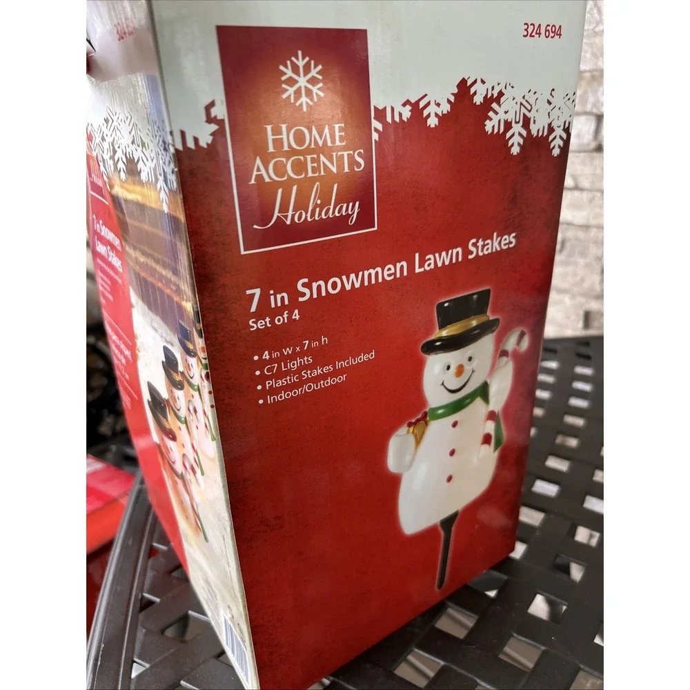 home accents holiday christmas 7 In Snowman‎ Lawn Stakes Set 4